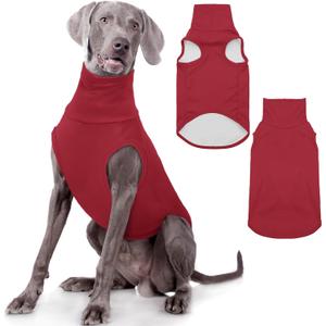 ROZKITCH Dog Sweaters Soft Fleece Pullover Sweatshirt Pajamas, Turtleneck Warm Pet Cold Weather Jacket Stretchy Vest Jumpsuit Apparel Outfit Clothes for Small Medium Large Dogs Walking Sleep Red 3XL (3XL(Chest: 31.5"Back:23.6"))