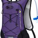 Lightweight Hydration Backpack, Running Backpack with 2L Water Bladder, Hydro Water Daypack for Cycling Hiking Rave for Men Women (Purple)