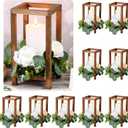 Geelin 10 Pcs Wooden Wedding Lantern Centerpiece Candle Lantern Table Wooden Candle Holder Decorative for Wedding Party Table Valentine Decor(10.59 in,Brown)