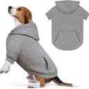 Dog Sweaters, Dog Hoodie, Cozy Fleece Interior Sweatshirt with Hood & Pocket, Leash Hole, Pet Clothes Sweater for Small, Medium, and Large Dogs, Grey&2XL 40-60lbs