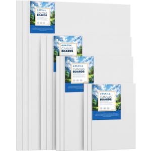 Canvas Boards for Painting 12 Pack Paint Canvas Panels Set-5x7, 8x10, 9x12,12x16 Inches-100% Cotton 10 Pack Canvas Panels for Acrylic, Oil, and Watercolor - Ideal for Artists and Hobbyists