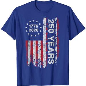 250 Years America Anniversary 250th Independence Day Freedom T-Shirt, Medium