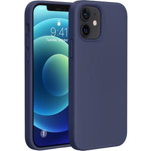 Miracase Compatible with iPhone 12 Case and iPhone 12 Pro Case, Liquid Silicone Gel Rubber Full Body Protection Shockproof Drop Protection Phone Case for iPhone 12/12 Pro 6.1 inch, Dark Blue
