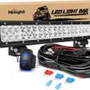 Nilight LED Light Bar 20 Inch 126W Spot Flood Combo Led Off Road Lights 12V 5Pin Rocker Switch LED Light Bar Wiring Harness Kit, Model: ZH082, Clear