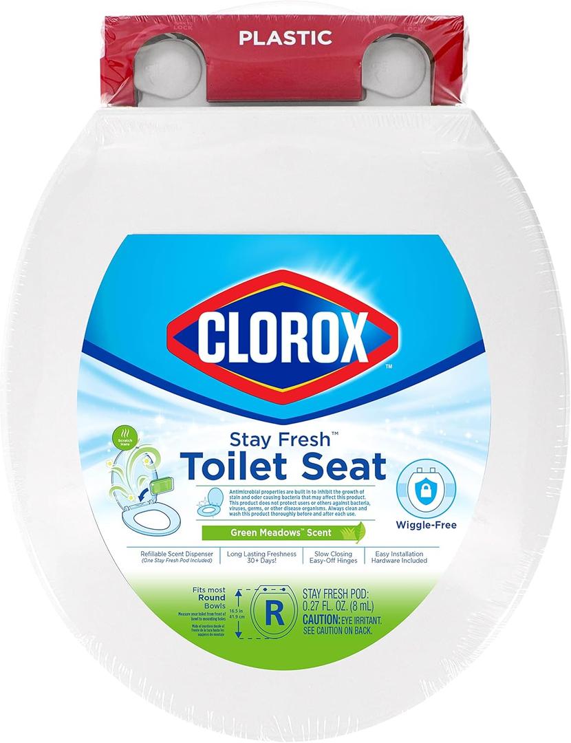 Clorox Round Scented Plastic Toilet Seat with Easy-Off Hinges