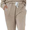 Eurivicy Women's Solid Sweatsuit Set 2 Piece Long Sleeve Pullover and Drawstring Sweatpants Sport Outfits Sets, XL