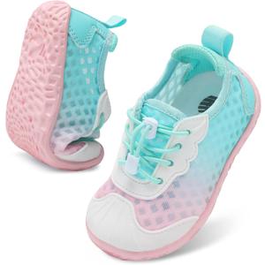 Barerun Toddler Water Shoes Barefoot Kids Water Shoes Boys Girls Aqua Socks Quick-Dry Breathable Toddler Sandals Slip on Indoor Outdoor Walking Shoes for Beach Swim Pool (4.5-5 Toddler, Pink Blue)