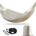 Brazilian Double Hammock with Tree Straps,Extra Large 240x160cm,2 Persons Hammock for Backyard Patio Outdoor and Indoor,450lbs Weight Capacity,Soft Woven Cotton Fabric Natrual White