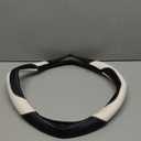 Leather Car Steering Wheel Cover, Non-Slip Car Wheel Cover Protector Breathable Microfiber Leather Universal Fit for Most Cars (White)