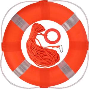 20" Foam Life Preserver Ring with 98.4ft Floating Lifesaving Rope, Throwable Flotation Device, Pool Safety Float, for Buoy and Swimming Decoration, Boat Safety Equipment, 1pack