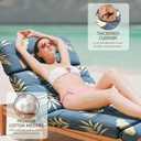 EverPine Outdoor Chaise Lounge Chair Cushion 74.4 x 22.8 x 4.7 Inch, Patio Lounge Chair Replacement Cushion with Ties, Thick Cotton Pool Recliner Cushion for Outdoor Furniture (Blue Leaves)