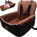 Dog Car Seat Bed 2 in 1 for Small/Medium Dogs up to 35 lbs,Adjustable Safety Leashes,Memory Foam with Soft Fabric Pets Travel Car Bed,Easily Installed in Front and Back seat,Removable and Washable. (Black outside Brown inside)
