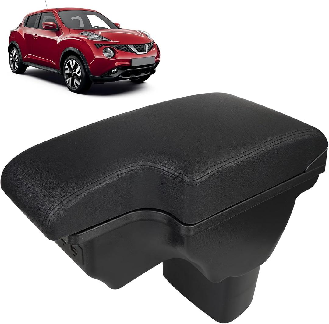 Consoles Armrest Compatible with Nissan Juke 2010-2017 Center Console Box Armrest Box USB Charge Black