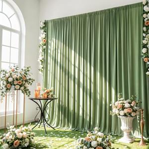 HAEFOO Sage Green Backdrop Curtain - 20x10FT Back Drop Curtains for Parties Wrinkle-Free Soft Polyester Backdrop Wedding Decorations Photoground Backdrop Stain-Resistant for Back Drop Stand, 4 Panels