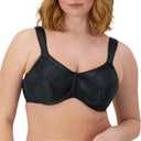 Bali Women's Minimizer Bra, Satin Tracings Underwire Bra, Bustline Slimmer, Full Coverage Bra (Black)