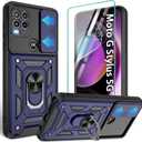 Gritup for Moto G Stylus 5G-2021 Case with Slide Camera Cover | 1*Pack HD Screen Protectors | 360 Rotating Metal Kickstand | MIL-Grade Shockproof Protection, Blue