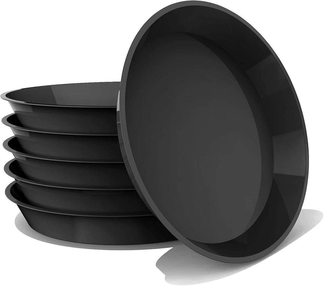 6 Pack Plant Saucer Plastic Plant Tray, Sturdy and Durable Flower Pot Container Accessories Plant Pot Saucers for Indoor and Outdoor (6 Inch, Black)