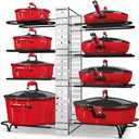 Pots and Pans Organizer under Cabinet, 8 Tier Pan Organzier Rack with 3 DIY Methods, Adjustable Pot Organizers inside Cabinet, Pot Lid Organizer for Kitchen Cabinet Organizers and Storage (Silver)