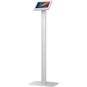 CTA Digital Thin Tall Floor Stand Standing 360 Degree Kiosk Display Tablet Holder with Charger Access & Lock for iPad 11 (A16)-Pro 11-inch M4 Air 11-inch M3- iPad 10th Gen - Galaxy Tab & More Tablets (Medium, White)