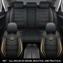 Yeleno02 Leather Car Seat Covers 5 Seats Front & Rear Seat Protector Full Set Universal Fit, Airbag Compatible (Black&Yellow)