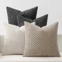 MIULEE Neutral Grey Decorative Throw Pillow Covers for Couch Bed Living Room 18x18 Inch Set of 4 Modern Western Striped Cushion Covers Soft Corduroy Pillowcases Industrial Home Decor Gradient Series