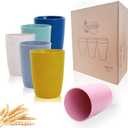 LTNPIP Reusable Wheat Straw Cups 12oz 6-Piece Set | Lightweight & Unbreakable, BPA-Free, Eco-Friendly, Dishwasher Safe
