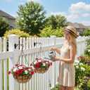 EIMQUVW Outdoor Metal Hanging Planters Basket (4pack, 14 inch) Hanging Baskets for Plants Chain Round Wire Plant Holder with Coco Fiber Liners for Garden, Patio, Deck, Porch (Flower Border)