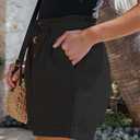 ANFTFH Womens Casual Shorts Summer Drawstring Elastic Waist Comfy Shorts with Pockets (Black, L)