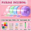 5PCS Nano Tape Bubble Kit for Kids, Nano Bubble Tapes Kit with Glitter, Clay, Cute Stickers and Accessories Tools, Nano Tape Crafts for Kids Teens Girls