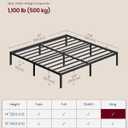 VASAGLE King Metal Bed Frame 14 Inches Tall, 1100 lb Weight Capacity, No Box Spring Needed, with Under-Bed Storage, Easy Setup, Heavy-Duty Platform Bed, Mattress Retainers, Matte Black URMB654BD02S