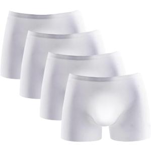 YATEEN Men's Traceless Underwear Ice Silk Boxer Brief (Medium, 4-pack White)