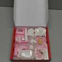 Dollhouse Furniture Set, Complete Room Collection with Kitchen, Dining, Living Room, Bedroom and Bathroom Accessories, Plastic (36-Piece Pink)