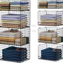 4 Tier Stackable Closet Organizers and Storage Shelves, Foldable Closet Shelf Organizer System, Stackable Storage Bins Drawers for Clothes Organizer System, Black(Patent Pending)