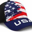 American Hat for Men Women, USA Baseball Cap with Vintage Stars and Stripes Design, Adjustable Patriotic Cap One Size Fits Most, 7 Pcs USA Accessories Set for Sports Events, Parades, Festivals and Outdoor Activities