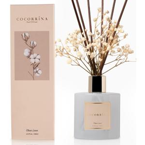 Cocorrna Reed Diffuser Set, 6.7 oz Clean Linen Scented Diffuser with Sticks Home Fragrance Reed Diffuser for Bathroom Shelf Decor (Flower/6.7 Ounce/1pack)