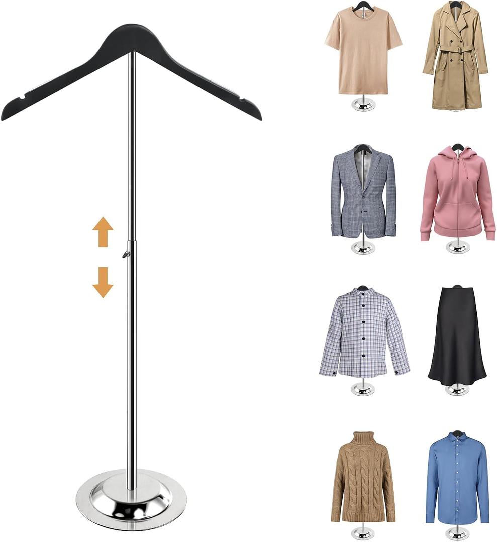 20-35 Inch Height Adjustable Shirt Display Stand, T Shirt Display Stand for Vendors, Mannequin Torso for Clothing Dress Garment Coat Retail (Wooden-black, 1 Pcs)