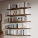 5 Tier Book Shelf,48 inch Long Floating Shelf for Wall,Adjustable Large Bookcase,Wall Mounted Bookshelf for Books/Lego/Plants (Walnut)