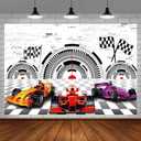 Racing Car Backdrop, 7x5ft, Race Car Backdrops Racing Party Photography Background for Boys, Speed Racing Cars Birthday Party Decorations Supplies Photo Booth Props BJDWPR368