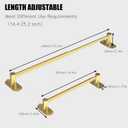 Towel Bar, Adjustable 14.4inch - 25.2inch Towel Rack, Self Adhesive & Wall Mounted for Bathroom Kitchen Hand Towel Holder Cloths Hanger SUS 304 Stainless Steel Organizer Single Bar (2, Gold)