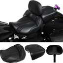 Driver Passenger Solo Seat Backrest Kits Compatible With For Harley Touring Street Road Glide FLHX FLTRX ST 2024 2025 2026 (Black)
