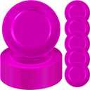 24 Pcs Hot Pink Charger Plates Bulk,13 inch Round Beaded Plate Chargers for Dinner Plates, Decorative Dinner Chargers Plastic Table Chargers for Wedding Holiday Party Event Decoration