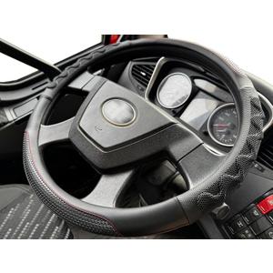 PINCTROT XL Size 17.5-18 Inch Great Grip Steering Wheel Cover for Semi Truck, Fits RV, Big Rig Trucker, 18 Wheeler and Classic Cars, Anti-Slip Design 17.5-18 Inch (Black/Red Stitch)