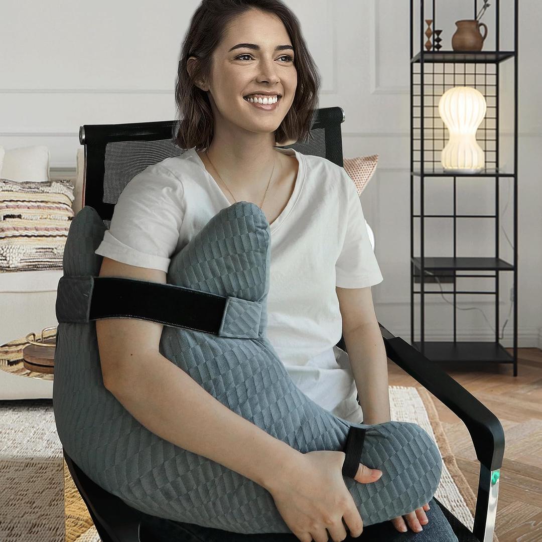 Post Shoulder Surgery Pillow, Shoulder Pillow for Shoulder Pain, Rotator Cuff Pillow, Arm Pillows for Adults After Surgery, Side Sleeper Pillow for Neck and Shoulder Pain Relief (blue with strap)