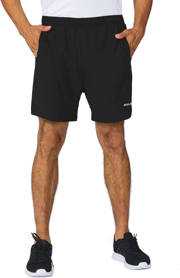 baleaf Men's 5" Running Athletic Shorts for Workout Gym Tennis Sports Lightweight Quick Dry with Zipper Pocket (M)