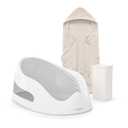 Angelcare Baby Bath Support Bundle, Bath Rinser & Hooded Towel, Gray