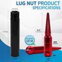 1/2"-20 Red Wheel Spike Lug Nuts, 32 PCS Lug Nut Accessories with 1 Socket Key, Thread Spiked 4.4" Long Closed End Nuts Compatible with Wrangler Cherokee Explorer