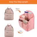 Surblue Backpack Organizer Insert Liner Hanging Travel Rucksack Purse and Handbag Insert Pocket, High-capacity Divider Foldable Nylon Shoulder Bag Organizer for Men and Women, (Purepink, M)