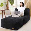 Big Bean Bag Chair for Adults, 66.9"x31.5" Lounger Large Bean Bag Sofa, Memory Foam Filled Beanbag Chair for Living Room, Bedroom, Balcony - Ergonomic Support & Premium Comfort (Black)