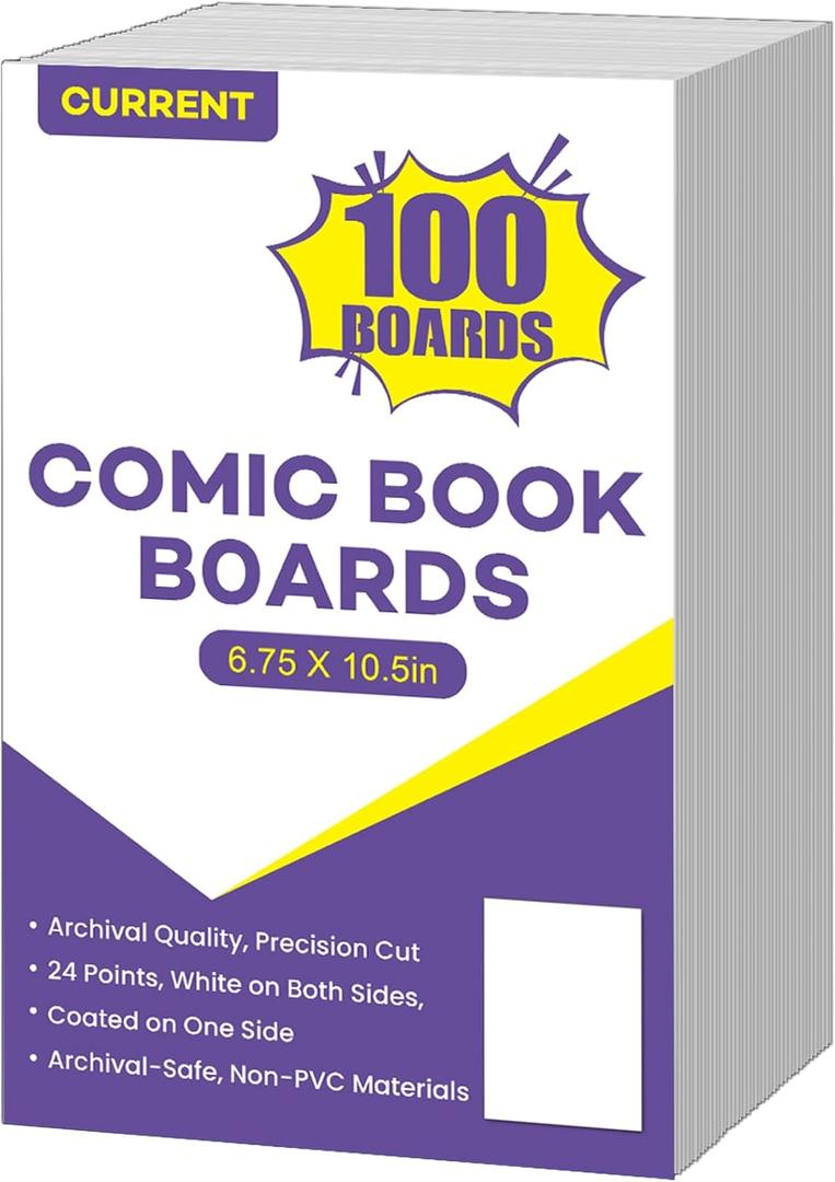 100 PCS Current Size Comic Book Boards, 6.75" x 10.5" Acid-Free Comic Book Backing Boards, Thick and Durable Books Board for Comic Book Storage and Preservation
