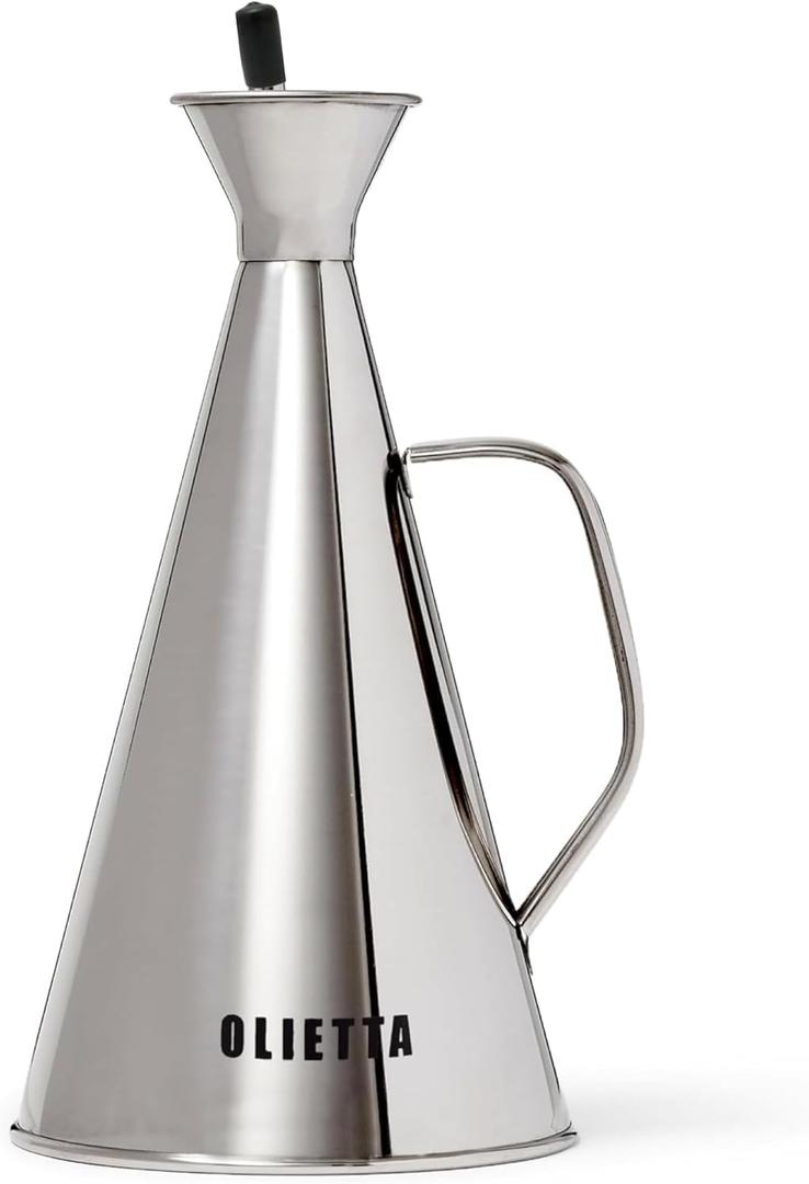 Olive Oil Dispenser Bottle Stainless Steel Non Drip Leak Proof No Mess Vinegar Pourer & Kitchen Drizzler 34 oz 1000ML 1 Litre Great for Pouring & Drizzling Easy to Clean & Leakproof (33.8 Ounces)